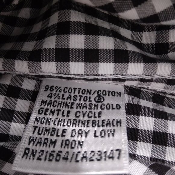 Talbots | Black & White Check Wrinkle Resistant Stretch Shirt | Size 16P - Picture 9 of 9